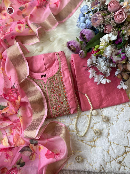 Most Magnificent Banana Silk Anarkali Style Suit Set