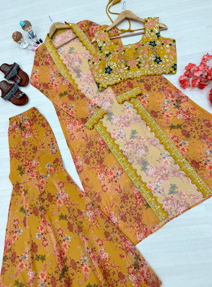 🦋 Bollywood Indo Western Koti Plazo & Blouse Collection👗