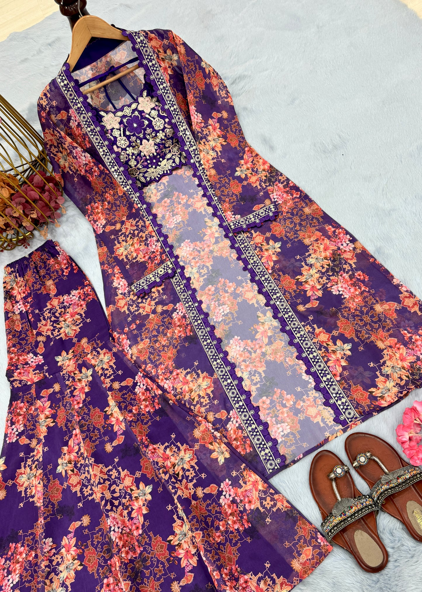 🦋 Bollywood Indo Western Koti Plazo & Blouse Collection👗