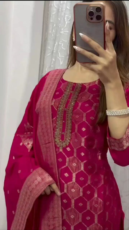 Beautiful Suit Sets in pure Banarasi Suit Set