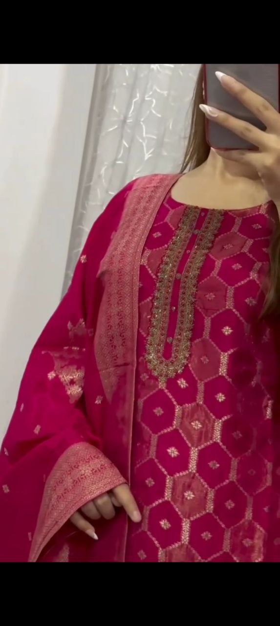 beautiful suit sets in pure banarasi suit set