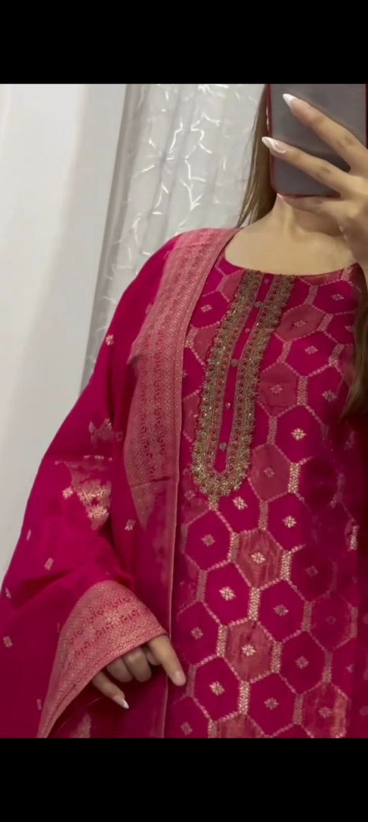 Beautiful Suit Sets in pure Banarasi Suit Set