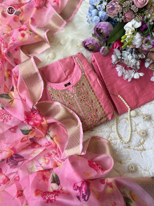 Most Magnificent Banana Silk Anarkali Style Suit Set