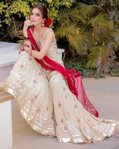 DESIGNER AND ELEGANCE SARARA SUIT IN THREE PIECE WITH SEQUENCE EMBROIDERY WORK