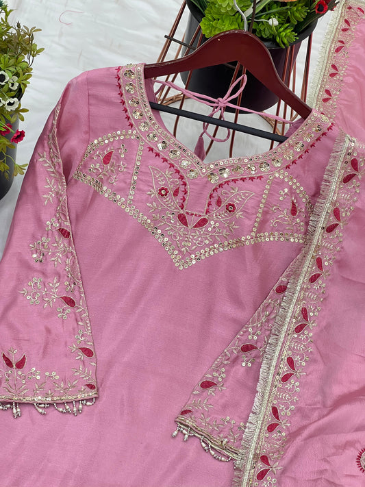 👗Presenting New Designer Party Wear Look Top-Plazzo and Dupatta With Heavy Embroidery Work