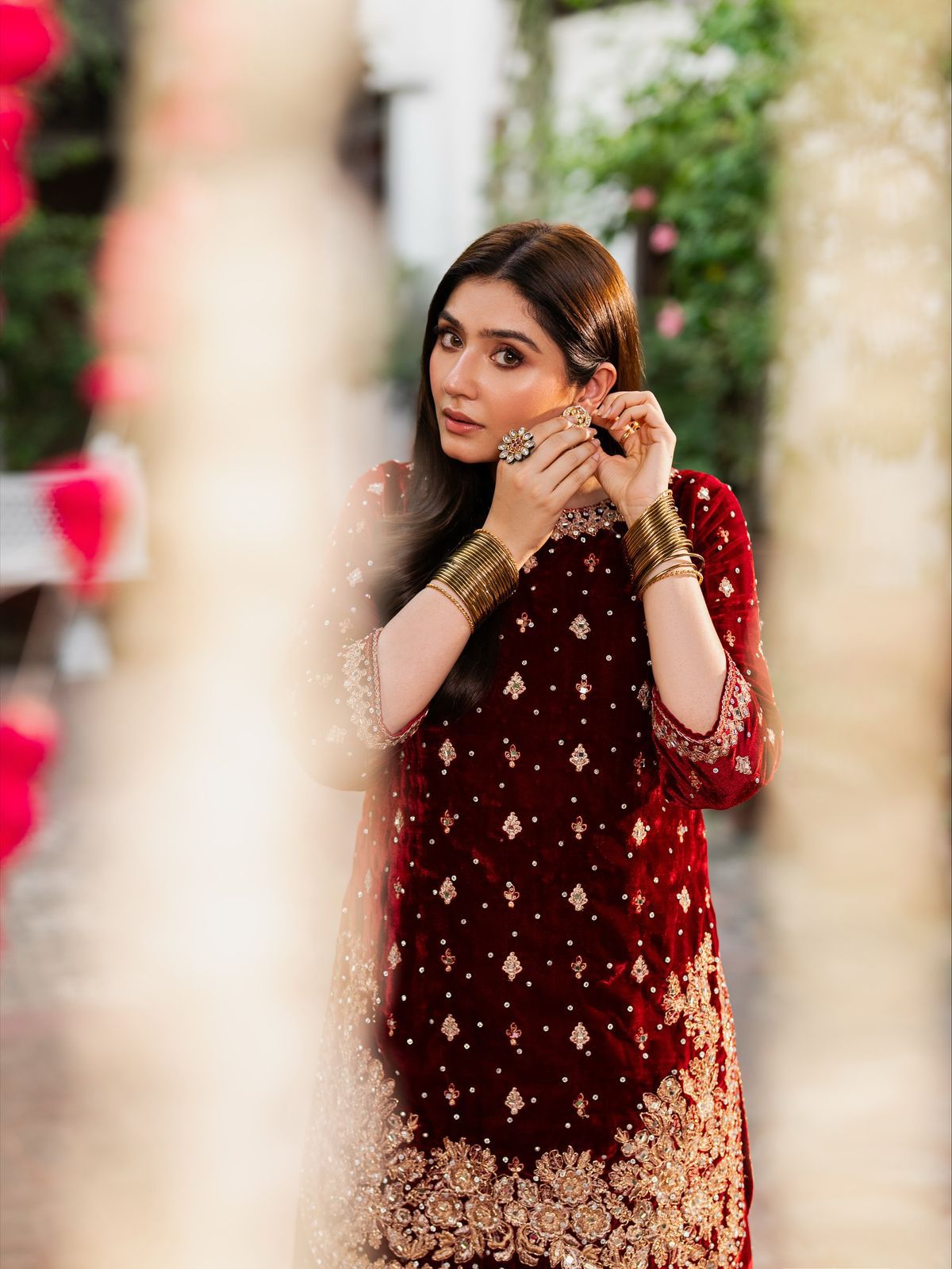 NEW DESIGNER PARTY WEAR HEAVY VISCOSE VELVET TOP WITH SHARARA