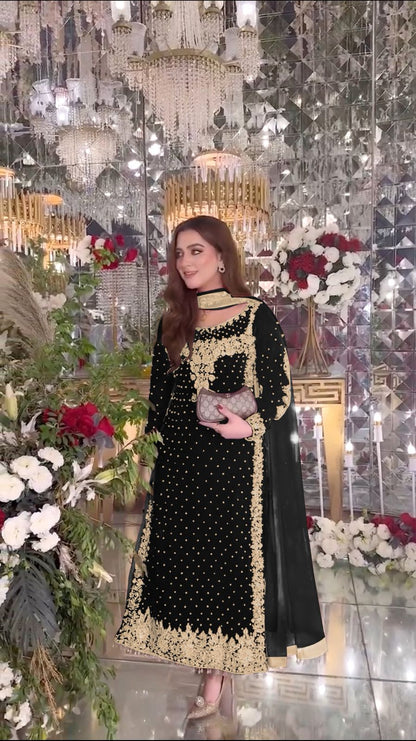 💥Launching New Party Wear Viscose Velvet Designer  Look Top-Dupatta and Fully Stiched Bottom With Heavy Embroidery Siquance Work