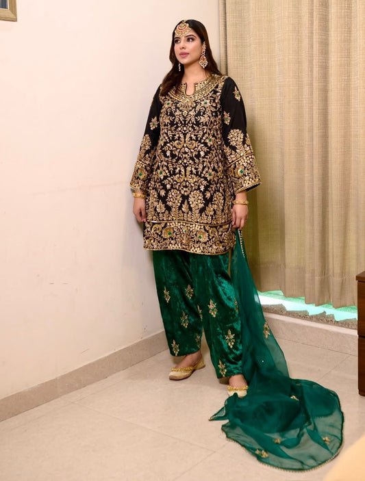 THE BEAUTY OF YOUR WARDROBE WITH THIS NEWLY LAUNCHED VELVET KURTI-PLAZZO SET