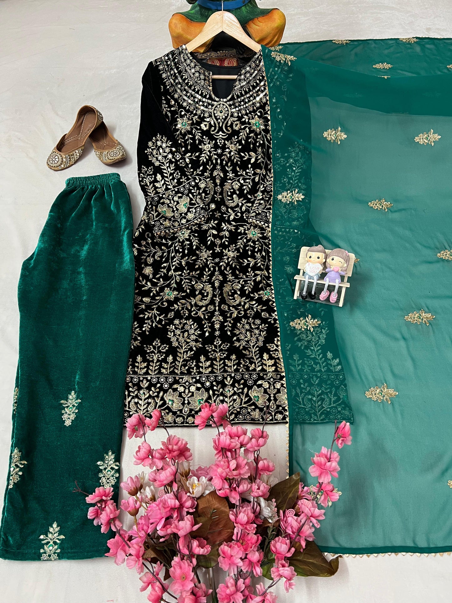 THE BEAUTY OF YOUR WARDROBE WITH THIS NEWLY LAUNCHED VELVET KURTI-PLAZZO SET