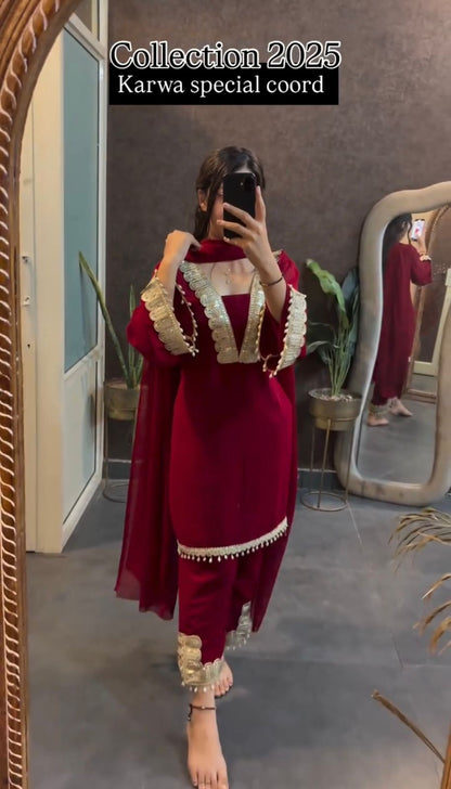 👗Presenting  New Designer Party Wear Look Top-pant and Dupatta With Heavy Embroidery Work