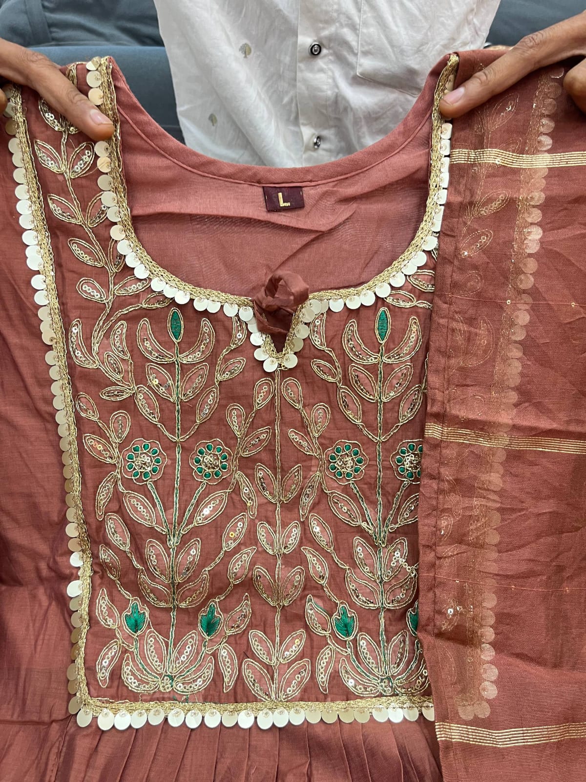 premium mul chanderi kurti pant dupatta set