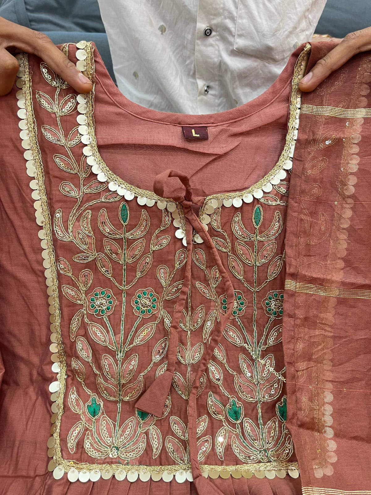 premium mul chanderi kurti pant dupatta set