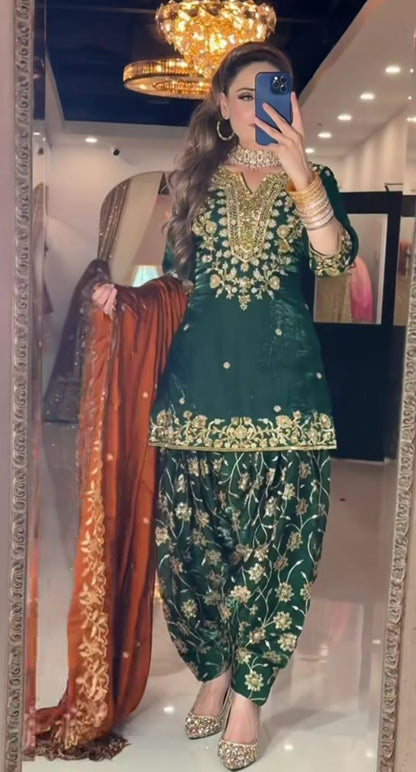 💥Launching New Designer Party Wear Look Top ,Dhoti Salwar and Dupatta