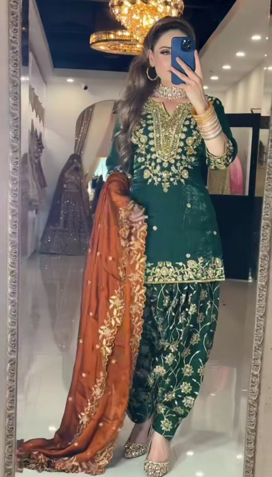 💥Launching New Designer Party Wear Look Top ,Dhoti Salwar and Dupatta