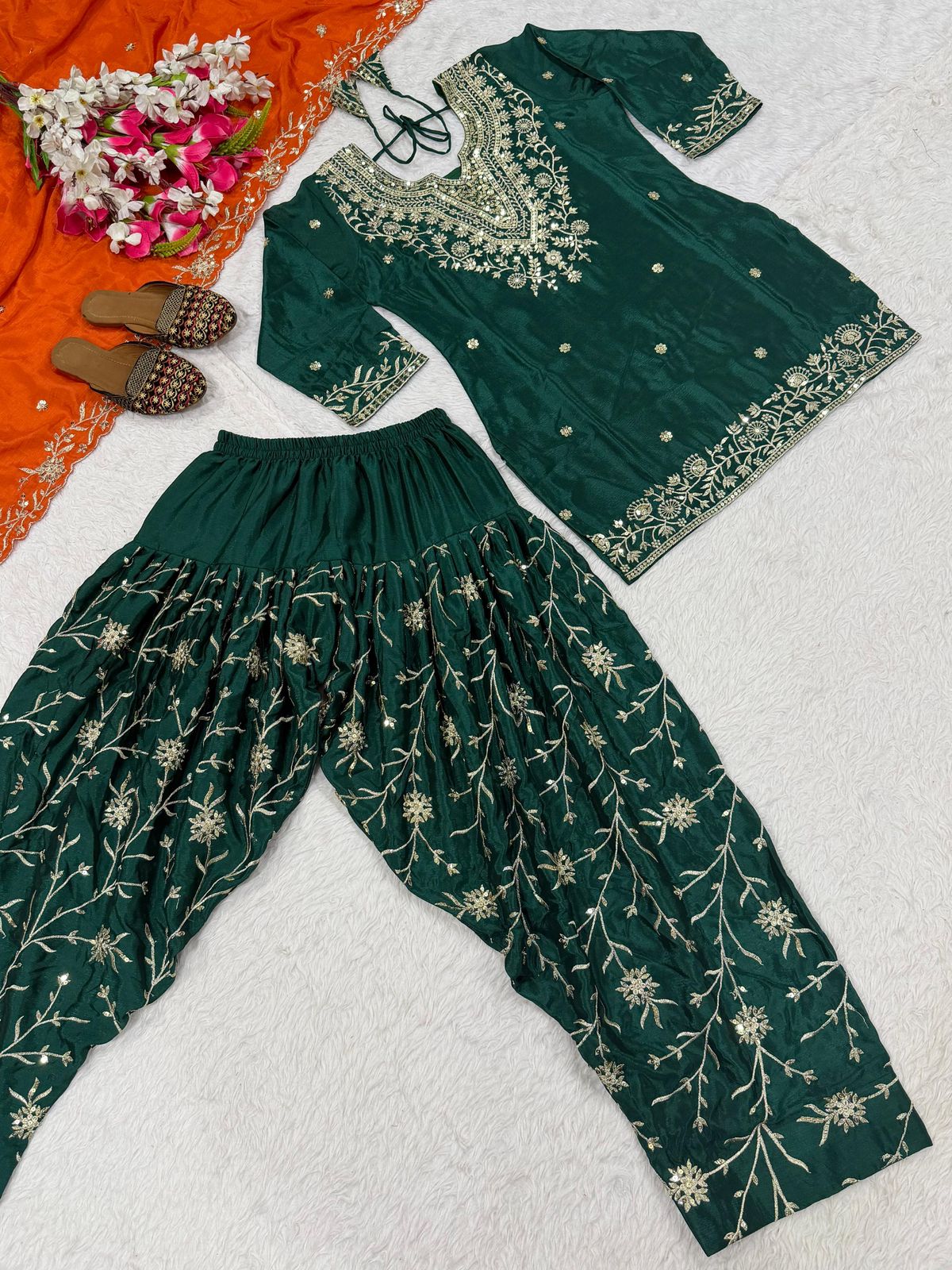 💥Launching New Designer Party Wear Look Top ,Dhoti Salwar and Dupatta