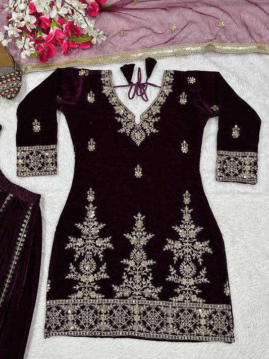 💥Launching New Designer Party Wear Look Top , Sharara Plazzo  and Dupatta