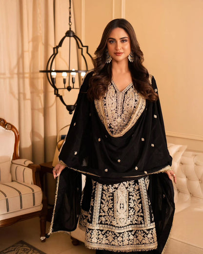 BEAUTIFUL KURTA SET IN GEORGETTE FABRIC WITH AMAZING SEQUINS & THREAD EMBROIDERY WORK