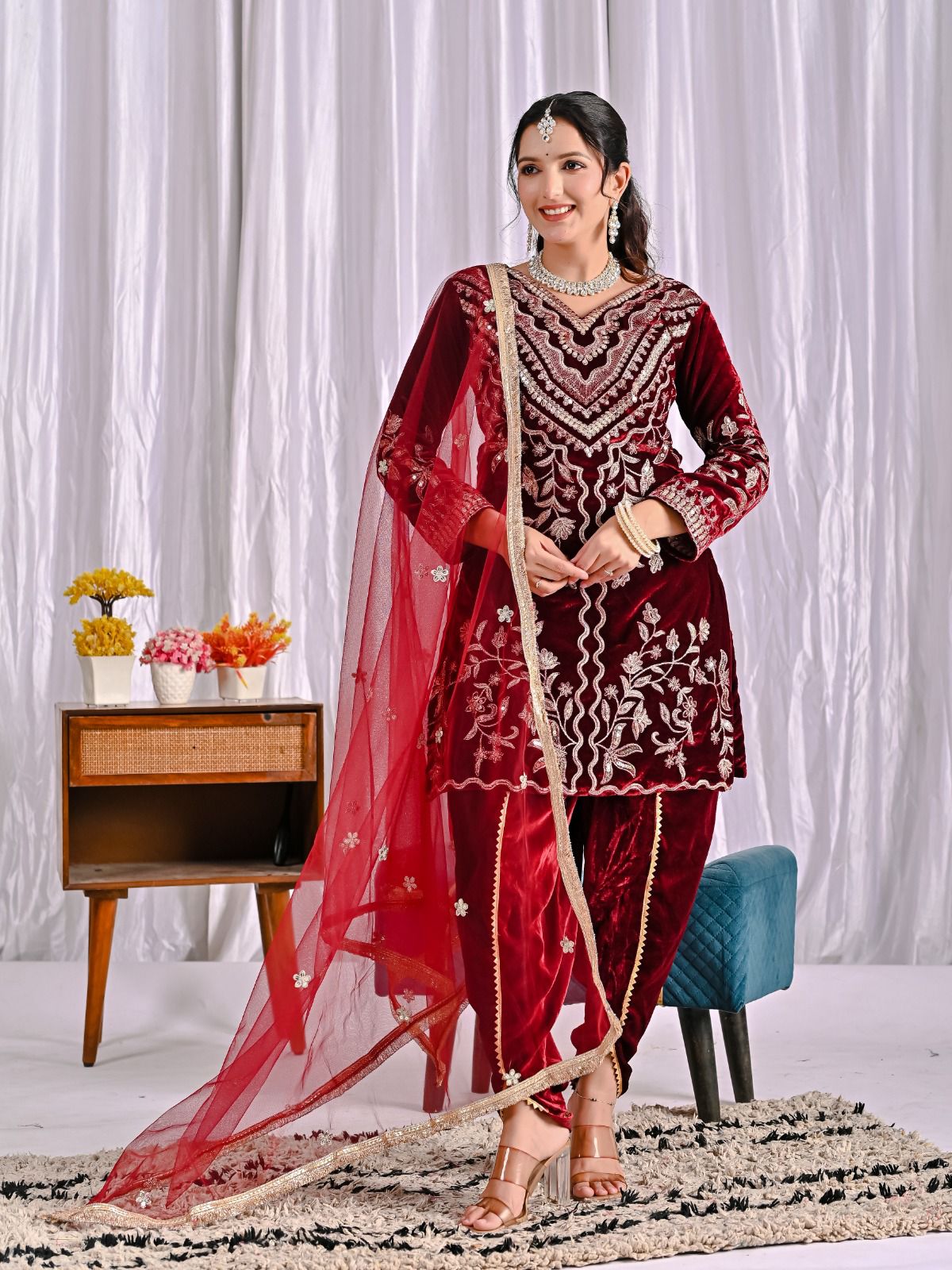 Launching New Designer Party Wear Look Top ,Dhoti Salwar and Dupatta