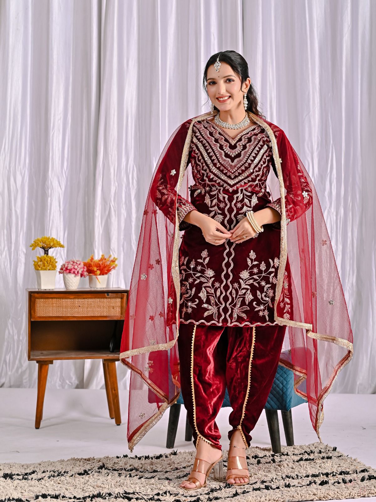 Launching New Designer Party Wear Look Top ,Dhoti Salwar and Dupatta