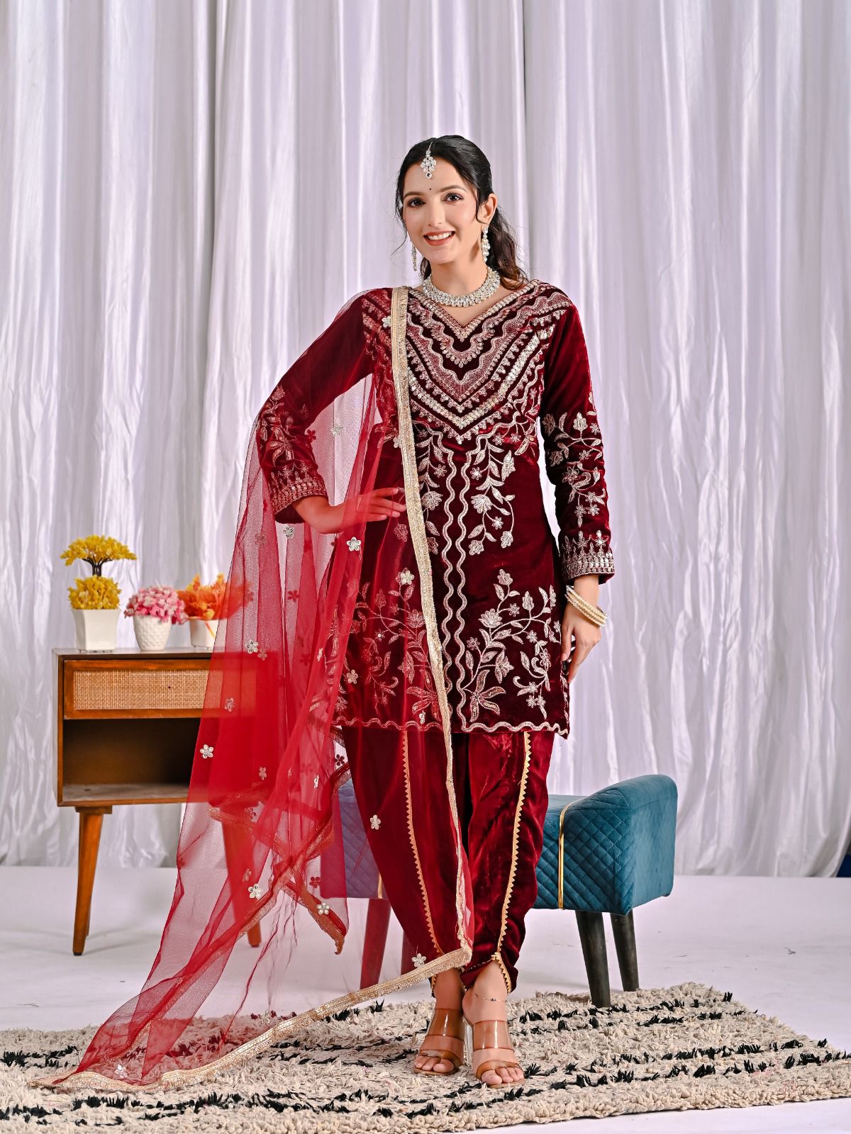 Launching New Designer Party Wear Look Top ,Dhoti Salwar and Dupatta
