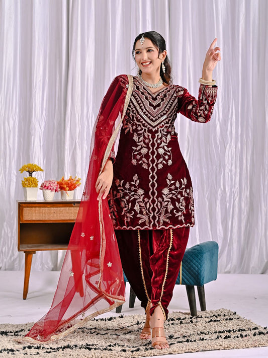 Launching New Designer Party Wear Look Top ,Dhoti Salwar and Dupatta