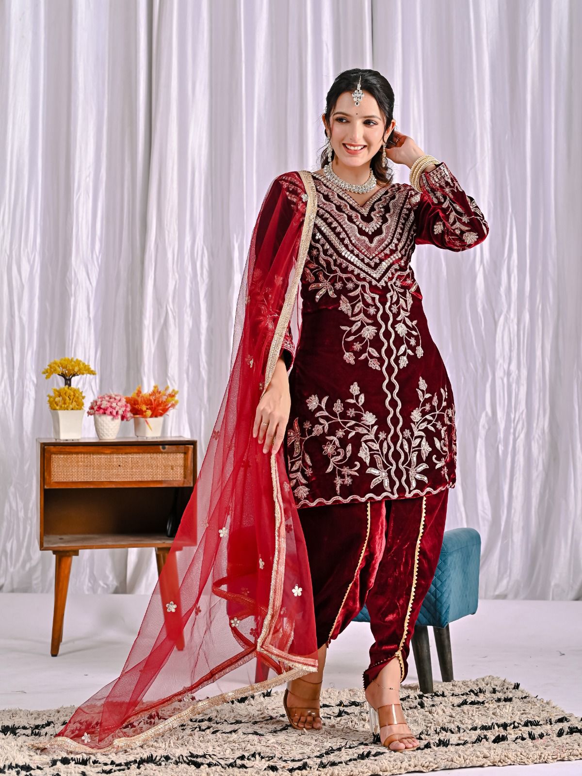 Launching New Designer Party Wear Look Top ,Dhoti Salwar and Dupatta