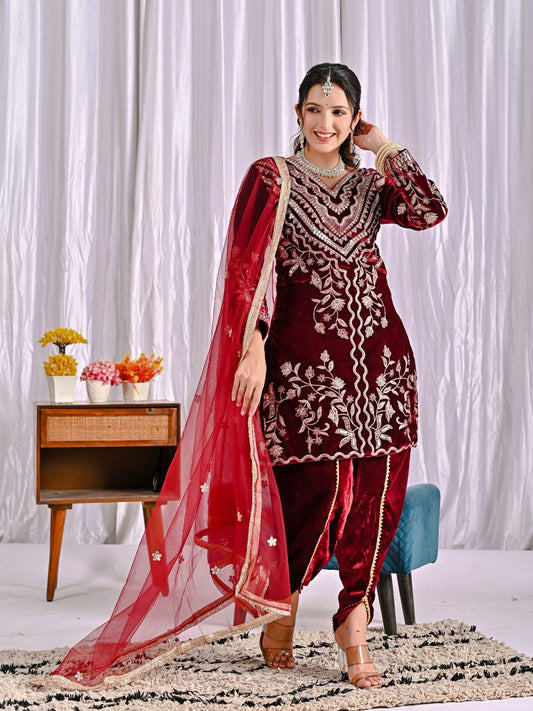 Launching New Designer Party Wear Look Top ,Dhoti Salwar and Dupatta