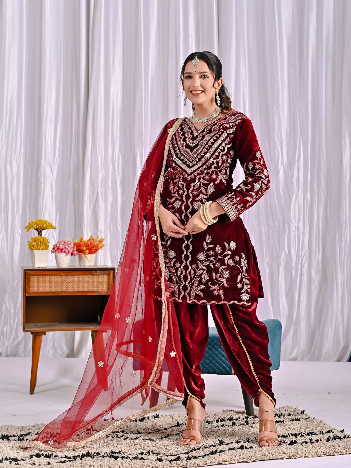 Launching New Designer Party Wear Look Top ,Dhoti Salwar and Dupatta