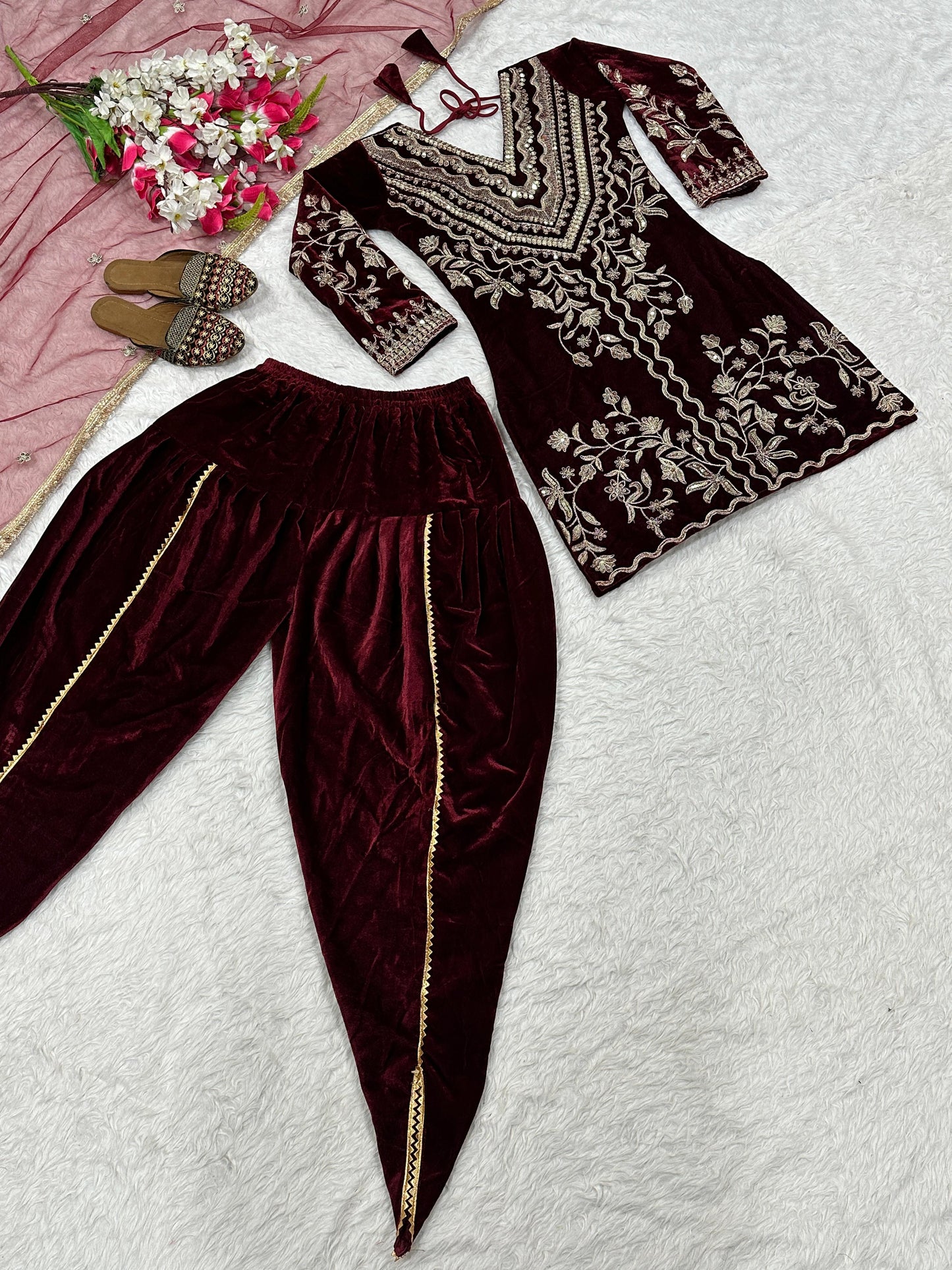 Launching New Designer Party Wear Look Top ,Dhoti Salwar and Dupatta