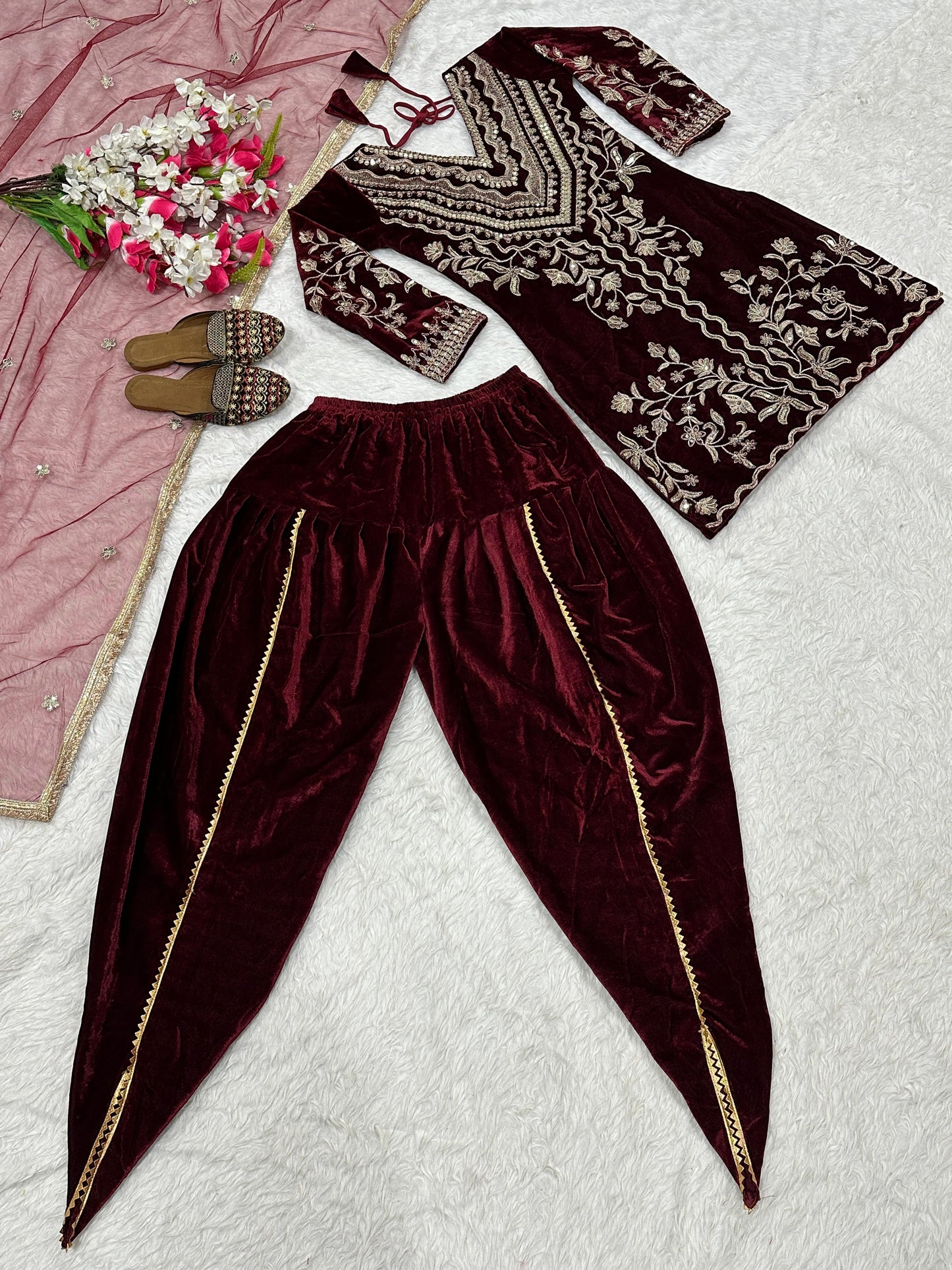 Launching New Designer Party Wear Look Top ,Dhoti Salwar and Dupatta