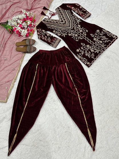 Launching New Designer Party Wear Look Top ,Dhoti Salwar and Dupatta