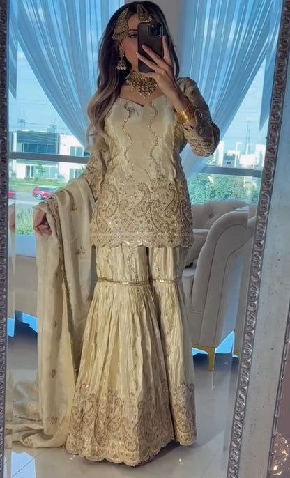 Designer Party Wear Look Top , Sharara Plazzo and Dupatta