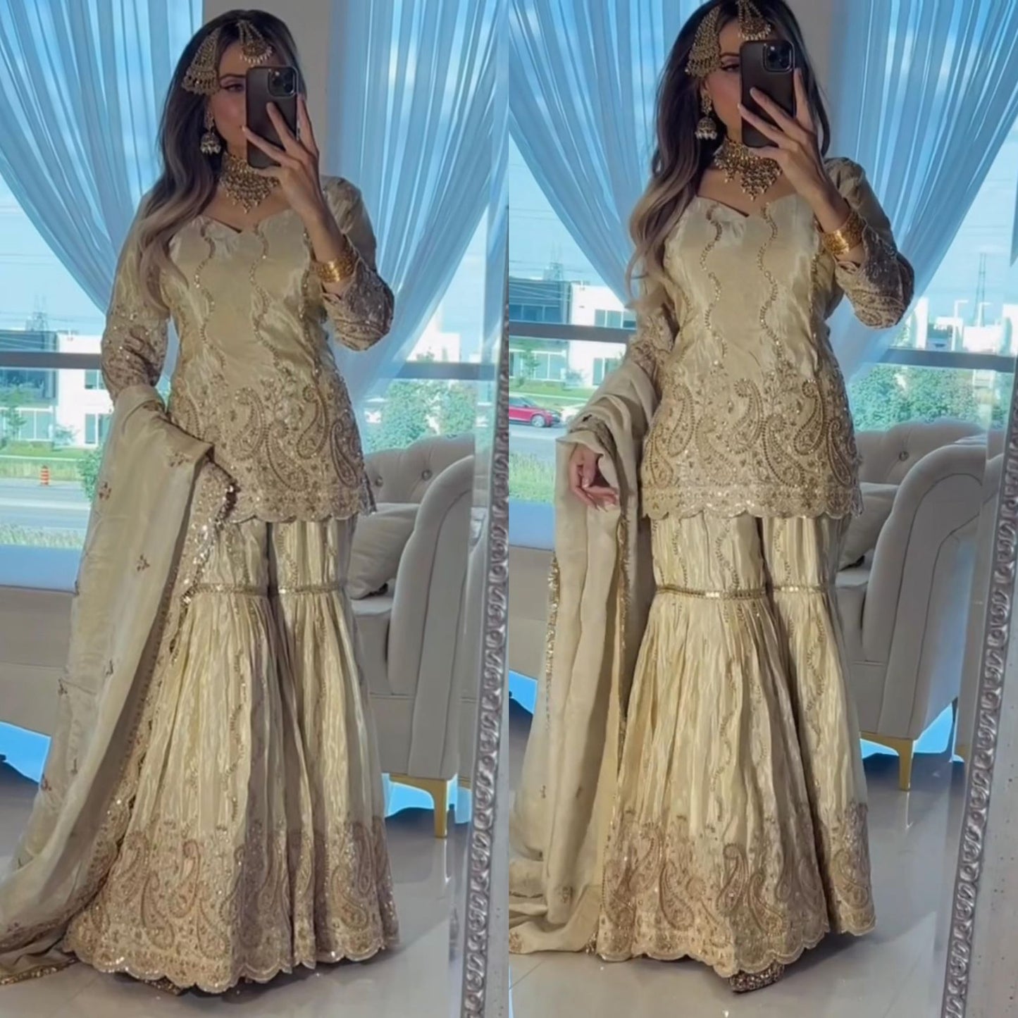 Designer Party Wear Look Top , Sharara Plazzo and Dupatta