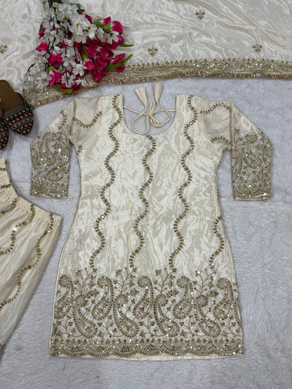 Designer Party Wear Look Top , Sharara Plazzo and Dupatta