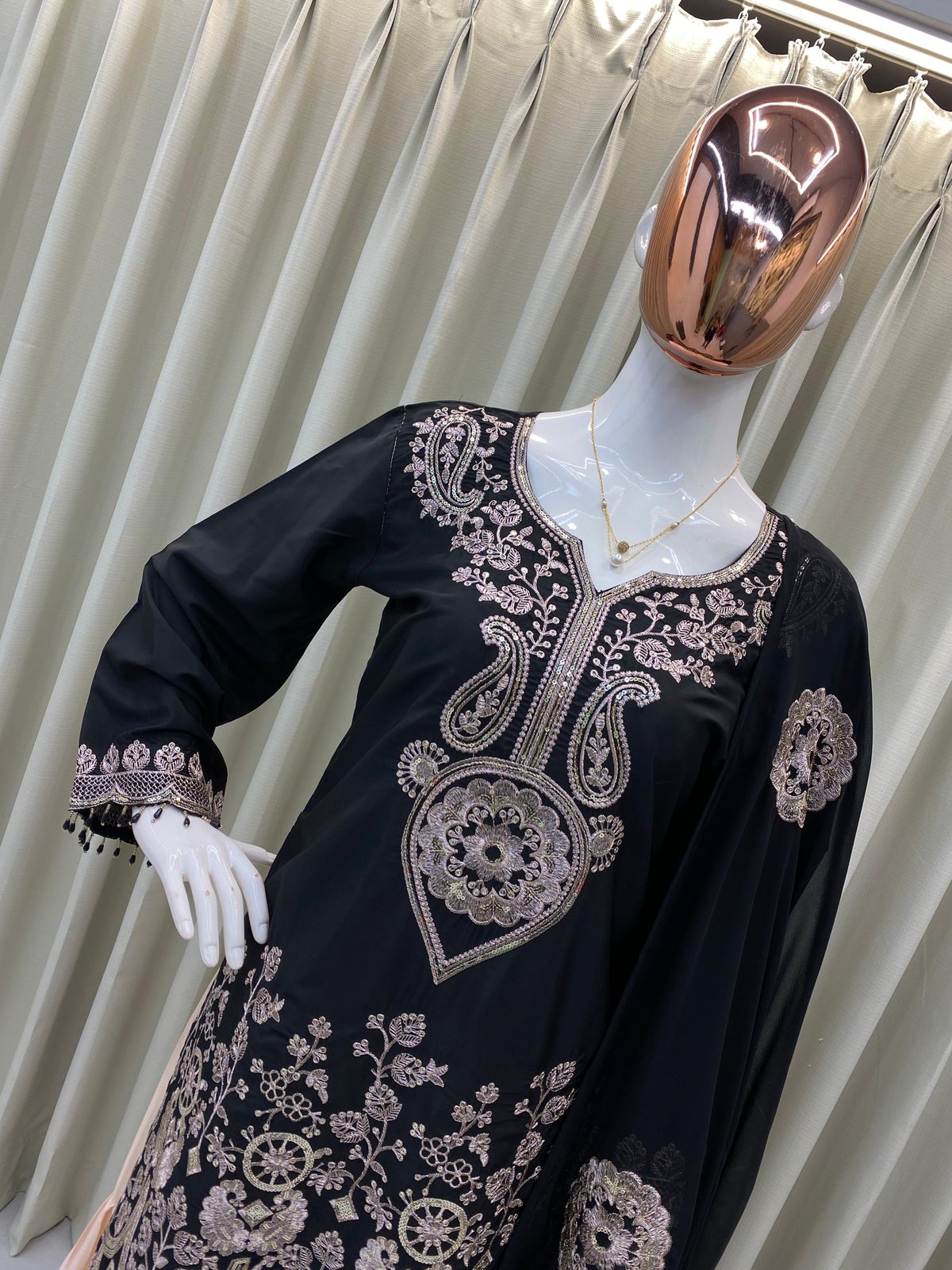 DESIGNER WEAR KURTA SARARA PAIR WITH DUPATTA IN SEQUENCE EMBROIDERY WORK