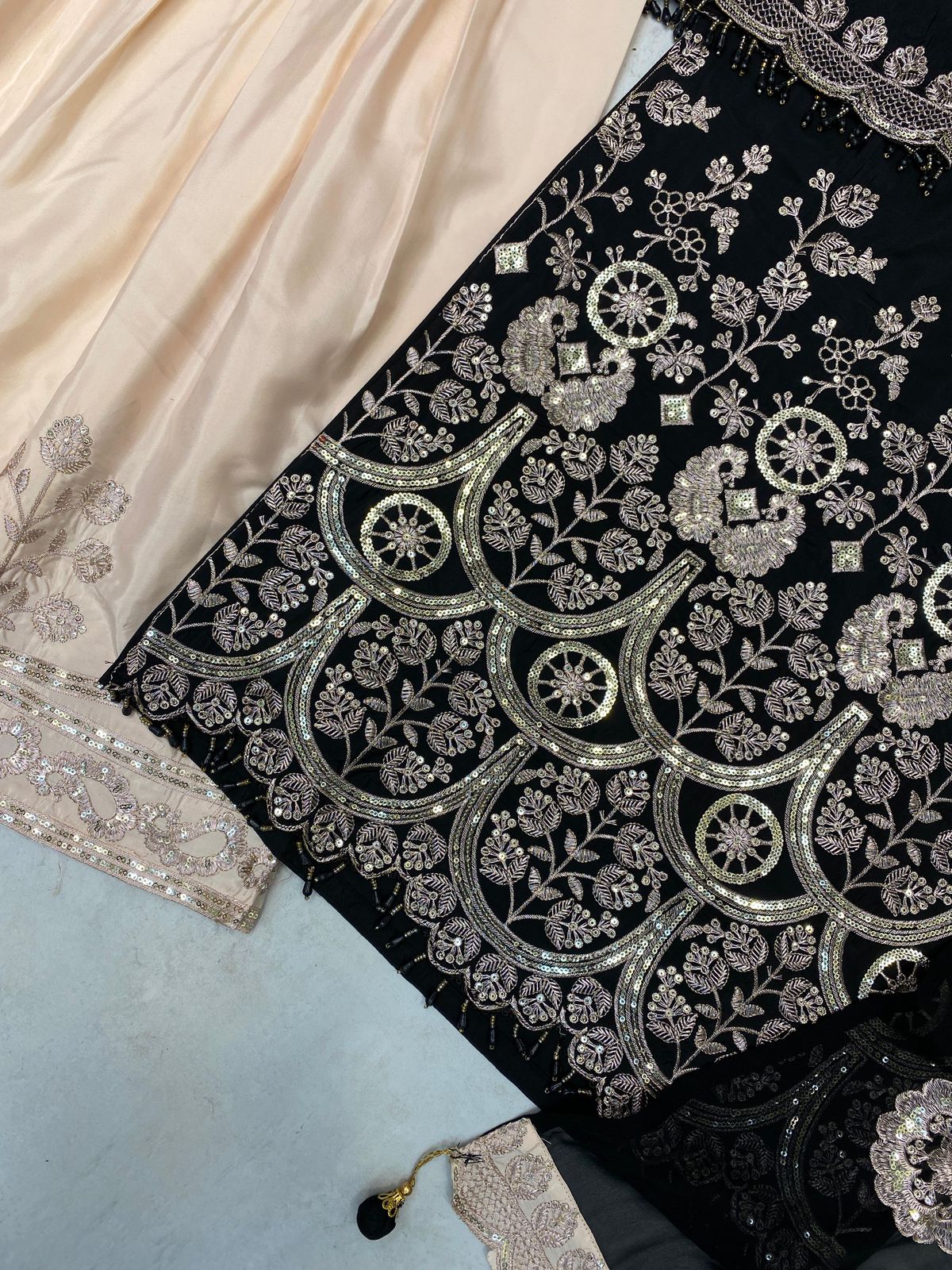 DESIGNER WEAR KURTA SARARA PAIR WITH DUPATTA IN SEQUENCE EMBROIDERY WORK