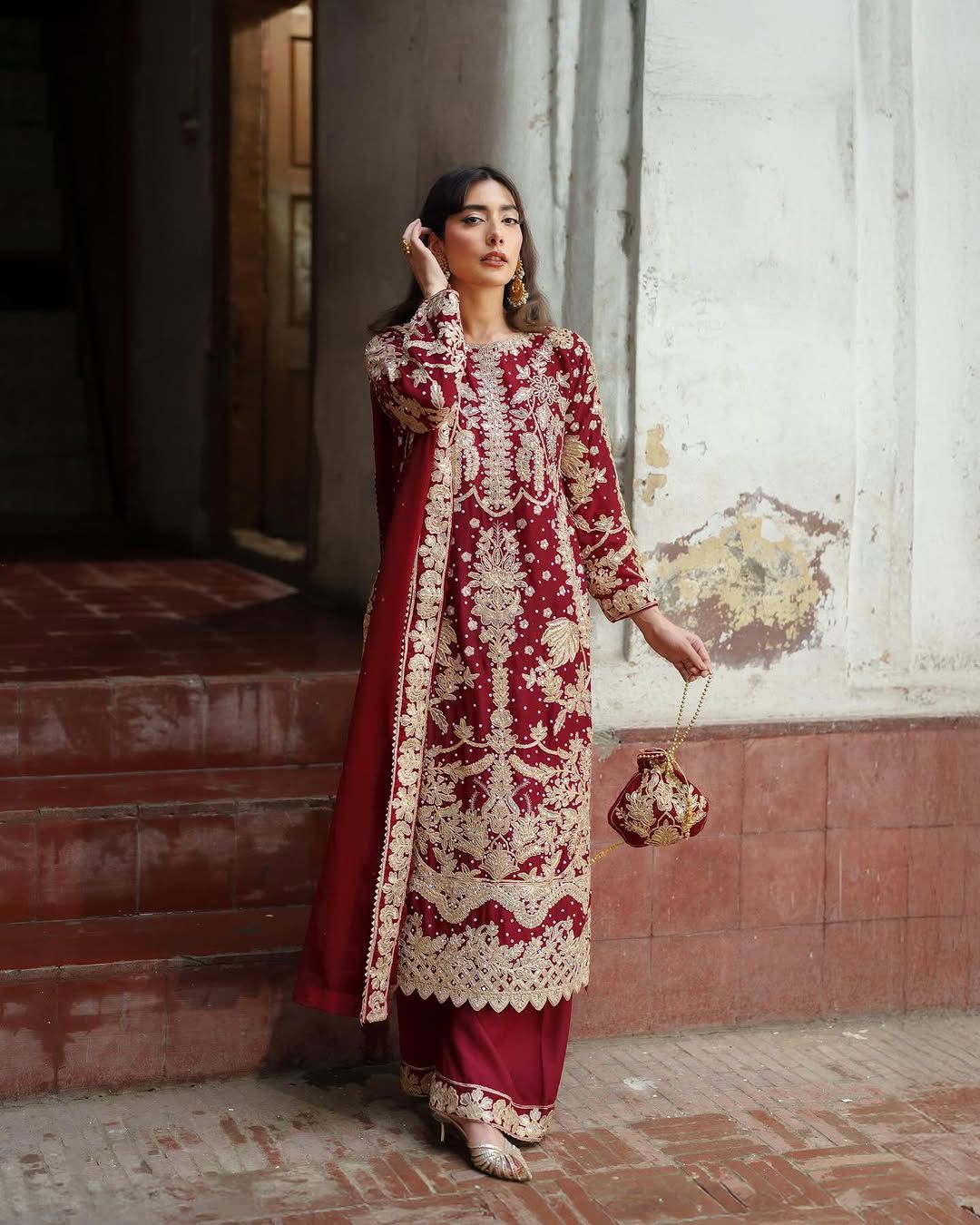 Elegant Embroidered Sequence Designer Suit Three Piece Set