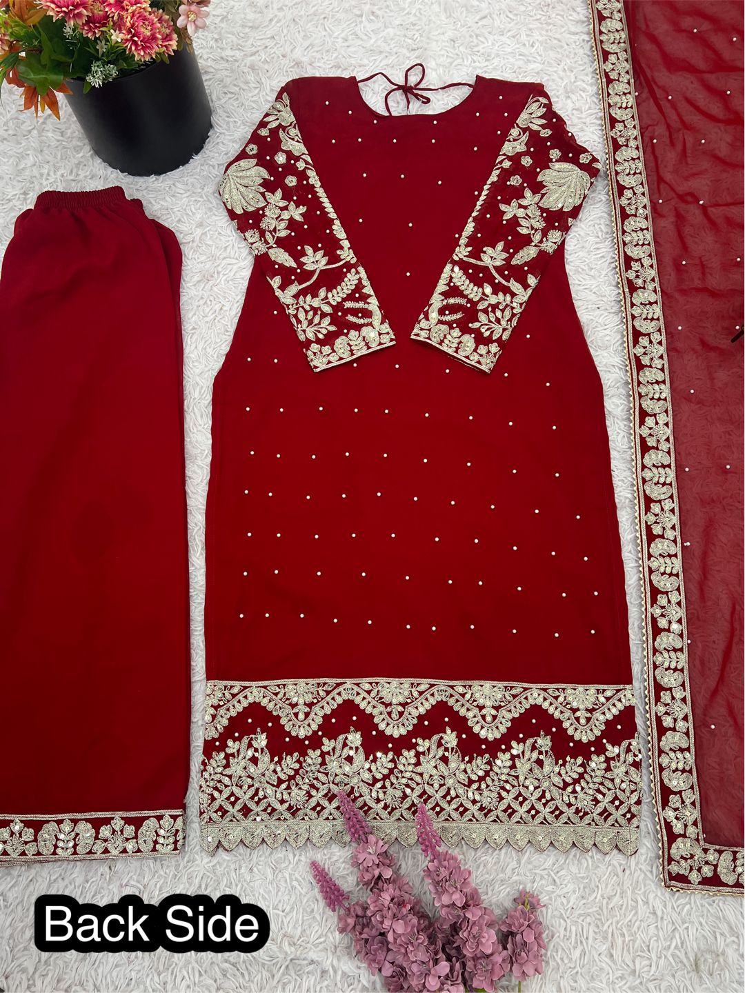 Elegant Embroidered Sequence Designer Suit Three Piece Set