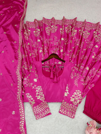 Design Cinon Silk *(Gwon&Pent&dupatta) Reddy To Wear Look Design💃💃💃