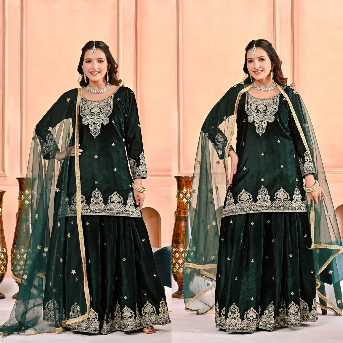 💥Launching New Designer Party Wear Look Top , Sharara Plazzo  and Dupatta