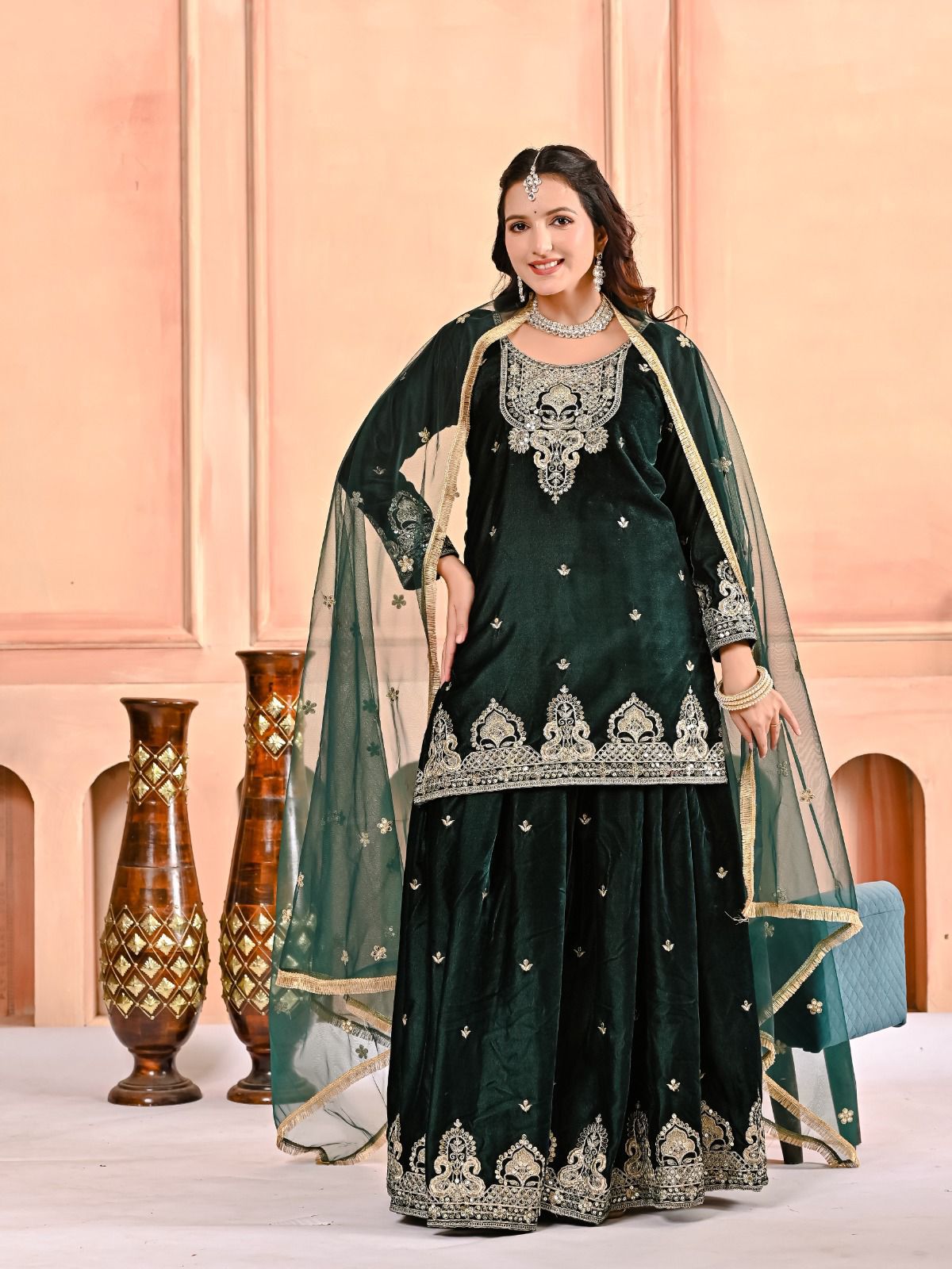💥Launching New Designer Party Wear Look Top , Sharara Plazzo  and Dupatta