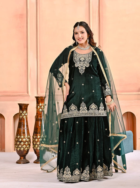 💥Launching New Designer Party Wear Look Top , Sharara Plazzo  and Dupatta