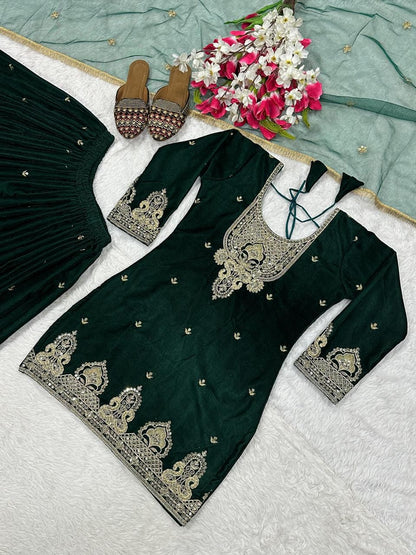 💥Launching New Designer Party Wear Look Top , Sharara Plazzo  and Dupatta