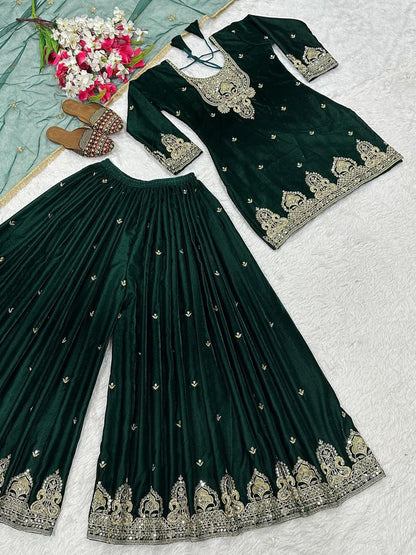 💥Launching New Designer Party Wear Look Top , Sharara Plazzo  and Dupatta