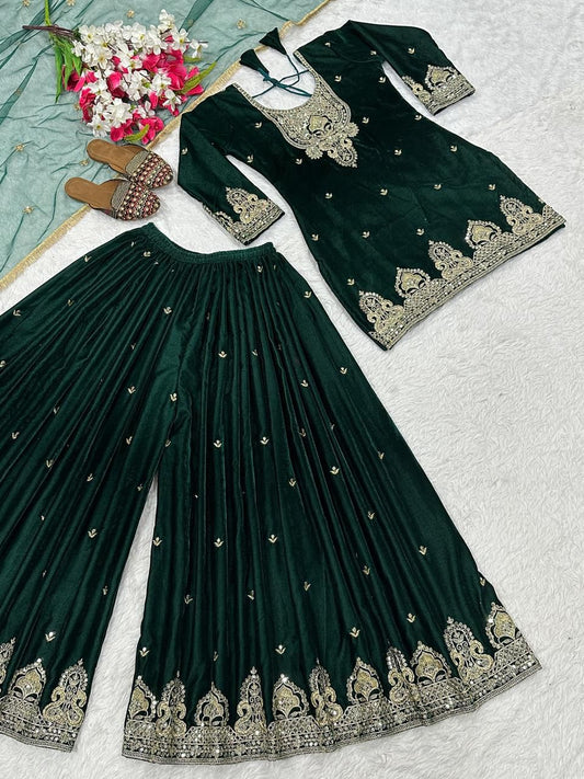 💥Launching New Designer Party Wear Look Top , Sharara Plazzo  and Dupatta