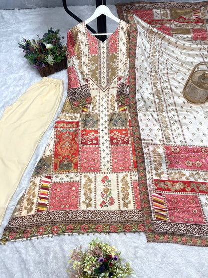 3 PIECE STYLISH KURTI, BOTTOM WITH BEAUTIFUL DUPATTA