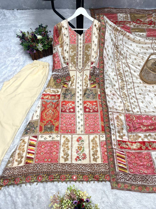 3 PIECE STYLISH KURTI, BOTTOM WITH BEAUTIFUL DUPATTA