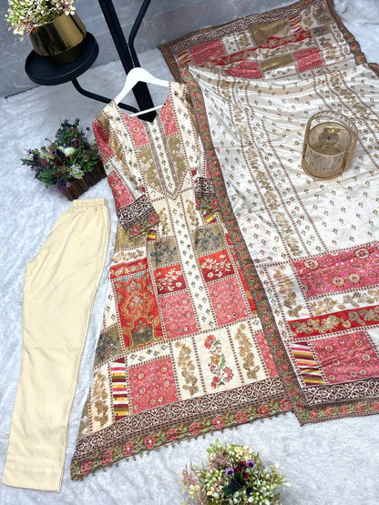 3 PIECE STYLISH KURTI, BOTTOM WITH BEAUTIFUL DUPATTA