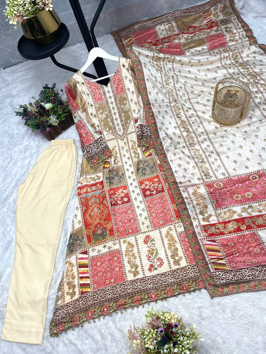 3 PIECE STYLISH KURTI, BOTTOM WITH BEAUTIFUL DUPATTA