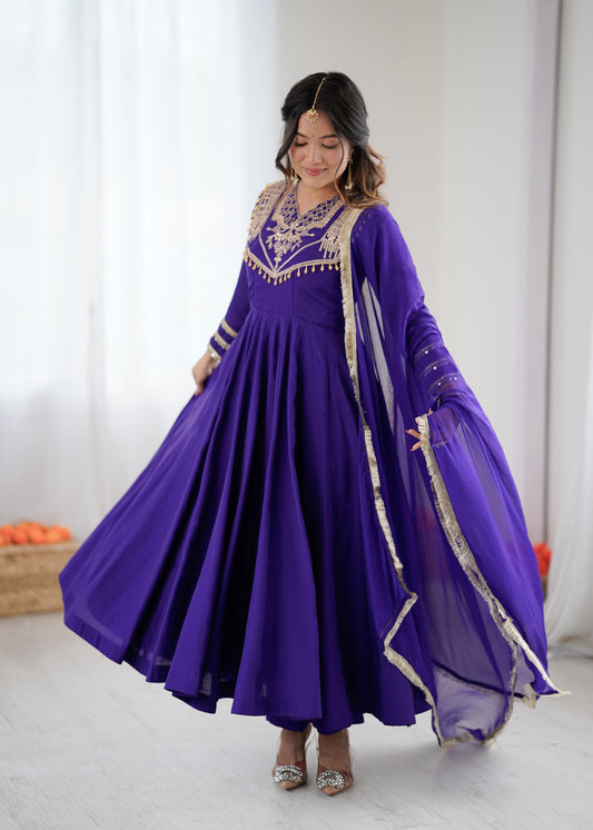 Celebrate Every Special Moment in Style with this Royal Red Ensemble Embellished with Golden Embroidery